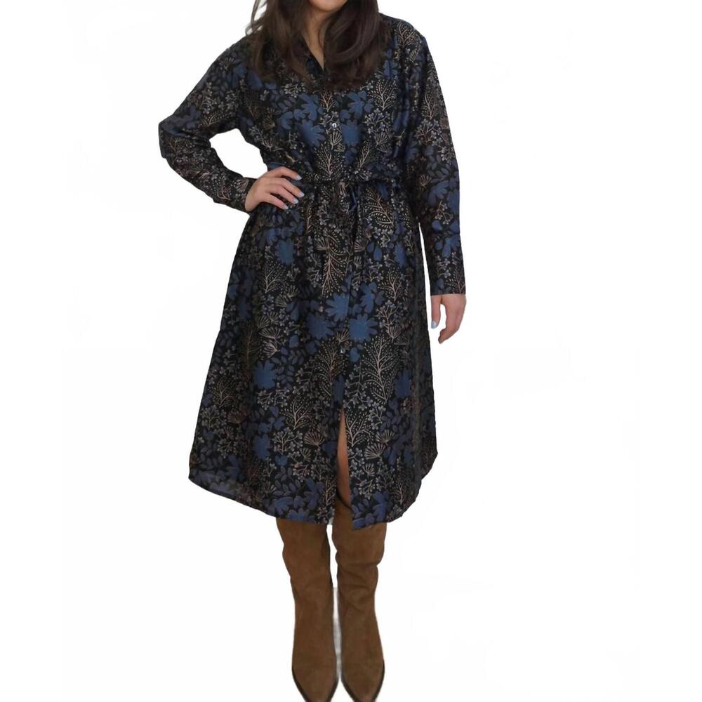 NEW NIBI zoey midi dress in blue flower